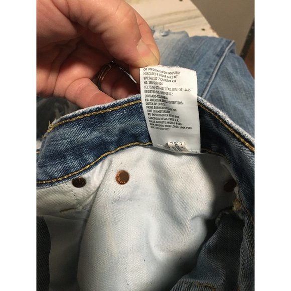 American Eagle Slim Straight leg distressed zip & button front jean size 34x32 - Picture 8 of 9